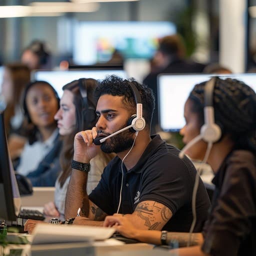 Customer support adviser speaking with a customer by phone